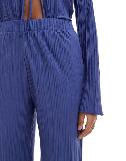 Vero Moda vida plisserad byxdela i gråblå - Image 3