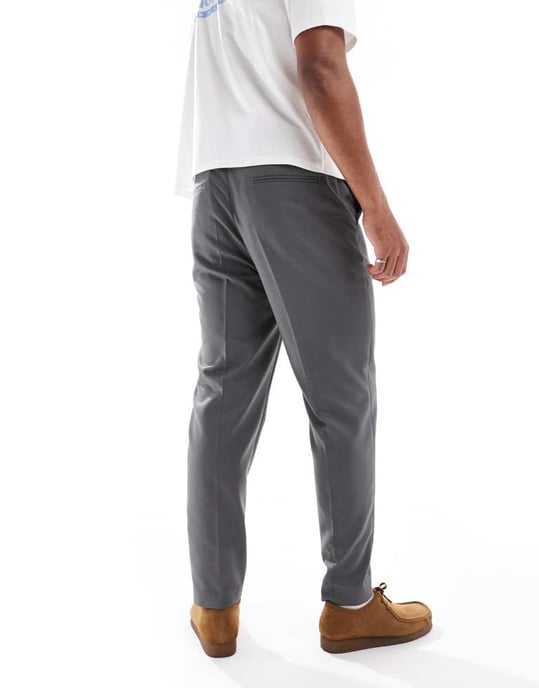 ASOS DESIGN tapered fit smart co-ord trousers in grey twill - Image 2