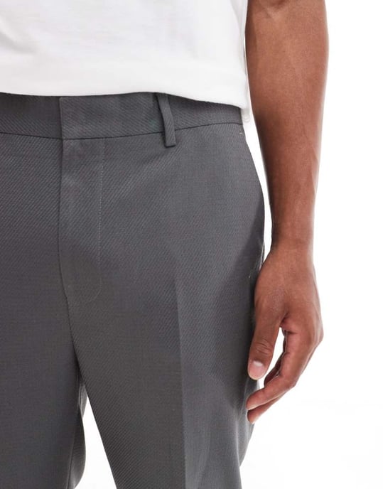 ASOS DESIGN tapered fit smart co-ord trousers in grey twill - Image 3