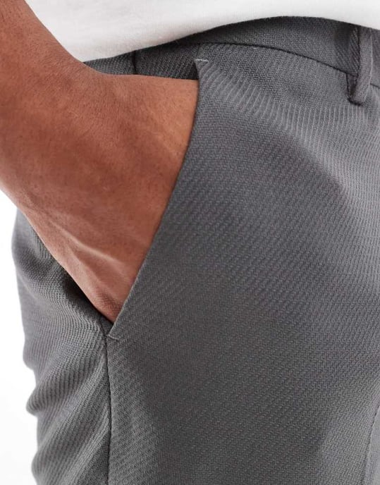 ASOS DESIGN tapered fit smart co-ord trousers in grey twill - Image 4