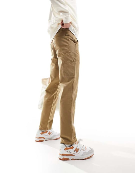 Jack & Jones löst sittande snickarbyxor i beige - Image 1