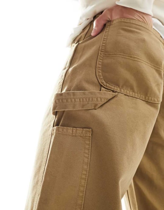 Jack & Jones löst sittande snickarbyxor i beige - Image 3