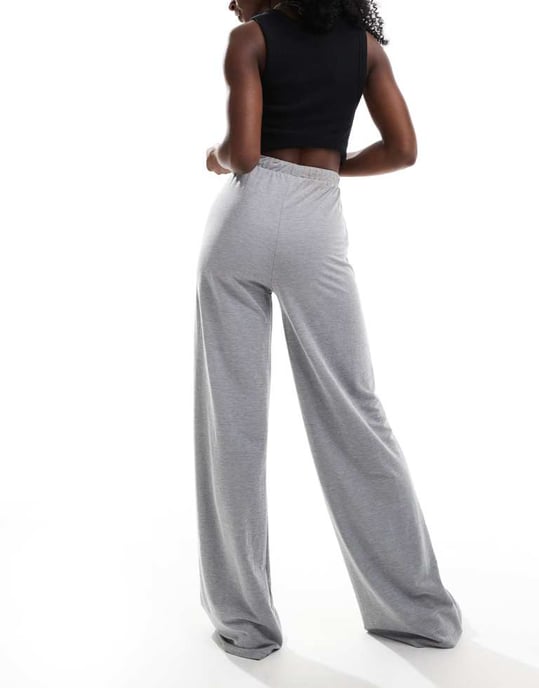 ASOS DESIGN linne-look vida byxor i kolgrå - Image 3