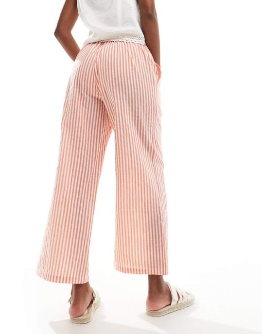 ASOS DESIGN cropped byxor med resårmidja i orange rand - Image 3