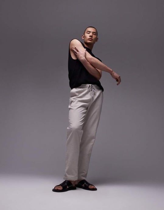 Topman raka ben texturerade byxor i sten - Image 4