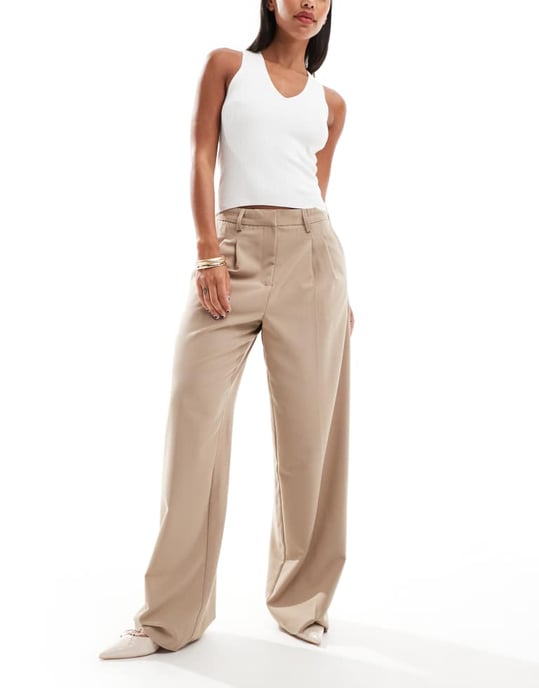 Vero Moda vida pappa byxor i beige - Image 4
