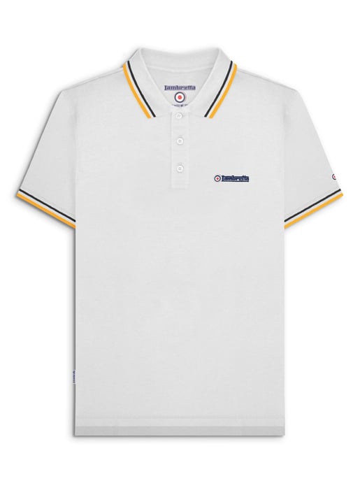 Mens White Black Gold Twin Tipped Polo Shirt - Image 1