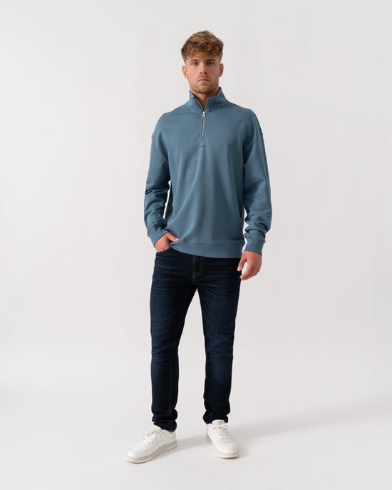 Durty244 1/4 Zip Sweatshirt in Blue - Image 4