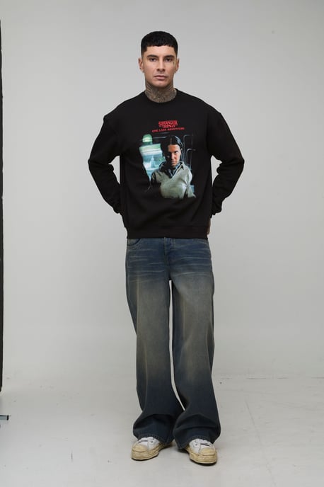 Tall Oversized Stranger Things License Printed Sweatshirt - Image 4