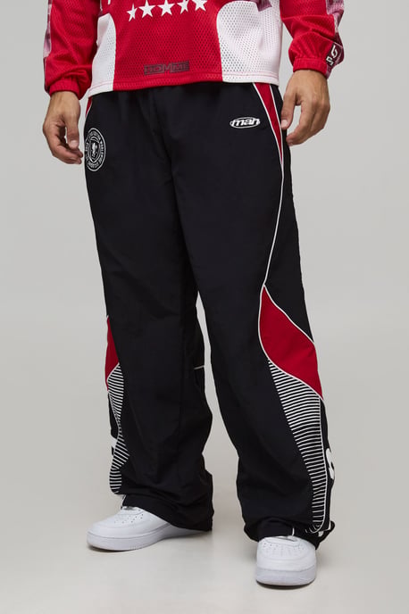 Baggy Elasticated Waist Moto Nylon Trousers - Image 1