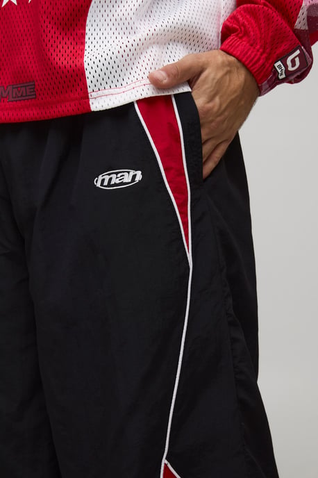 Baggy Elasticated Waist Moto Nylon Trousers - Image 3