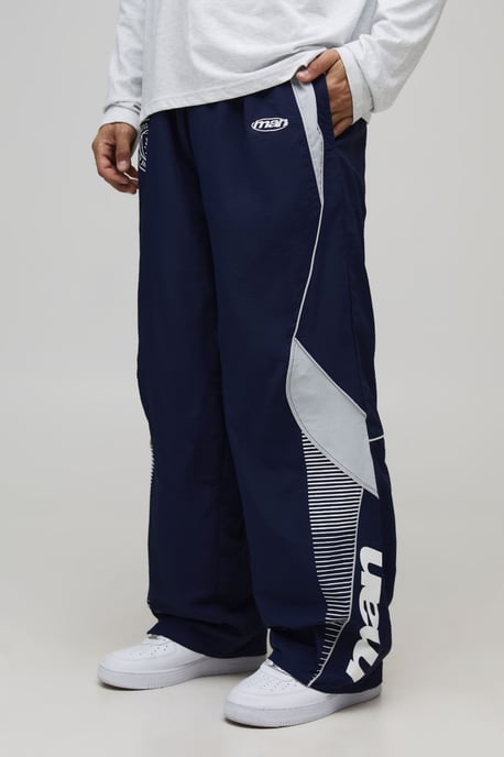 Baggy Elasticated Waist Moto Nylon Trousers - Image 1