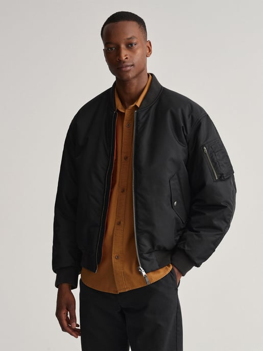 Mens Black Reversible Bomber Jacket - Image 1