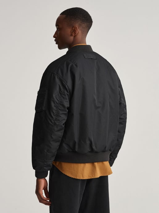 Mens Black Reversible Bomber Jacket - Image 4