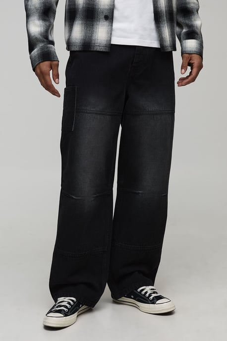 Relaxed Fit Washed Carpenter Worker Jeans - Image 1