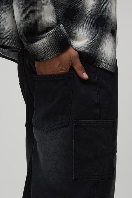 Relaxed Fit Washed Carpenter Worker Jeans - Image 3