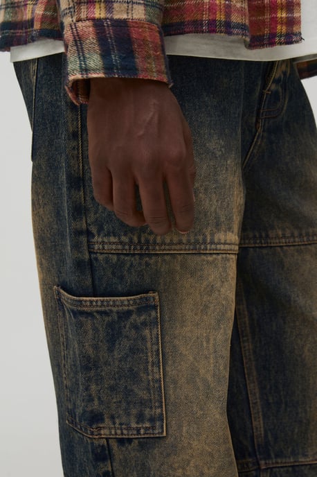 Relaxed Fit Washed Carpenter Worker Jeans - Image 3