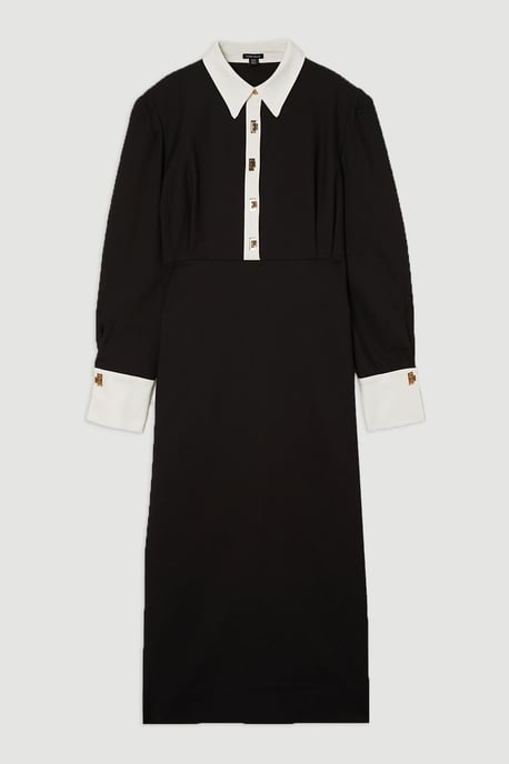 Plus Size Techno Cotton Woven Maxi Dress With Contrast Placket - Image 4