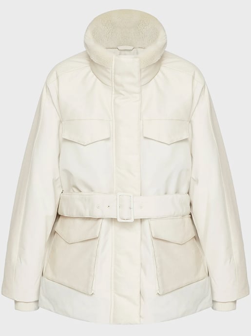 Womens Putty Blocked Down Short Parka - Image 1