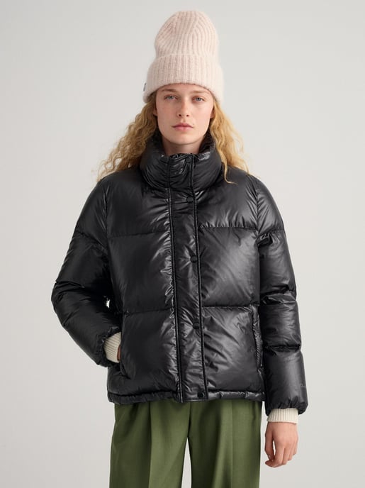 Womens Ebony Black Cropped Down Jacket - Image 1