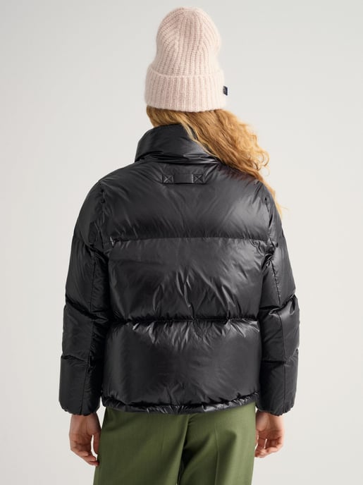 Womens Ebony Black Cropped Down Jacket - Image 3
