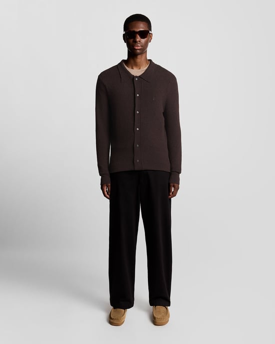 Lyle & Scott getextureerd gebreid vest met kraag - zwart - Image 2