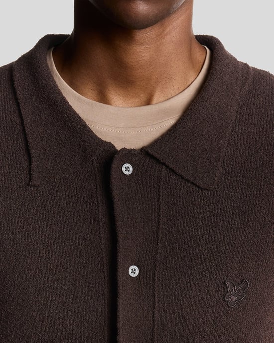 Lyle & Scott getextureerd gebreid vest met kraag - zwart - Image 3