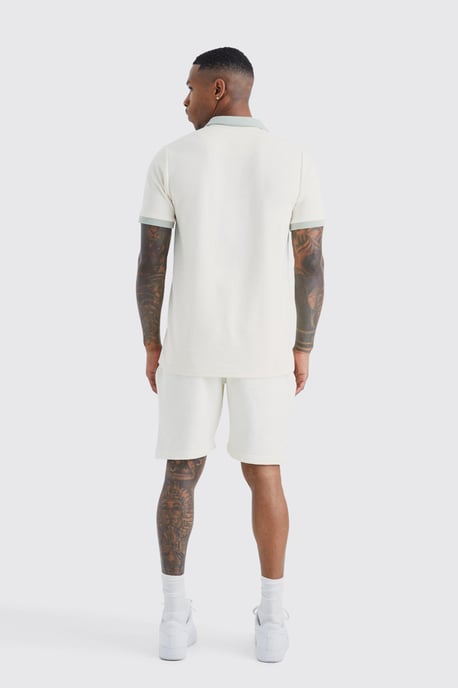 Slim Panelled Zip Neck Interlock Polo - Image 2