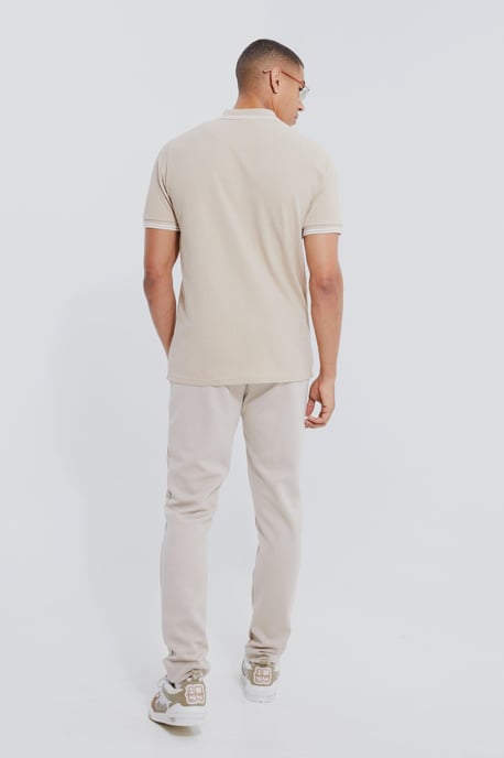 Regular Fit Crown Embroidered Tipped Pique Polo - Image 2