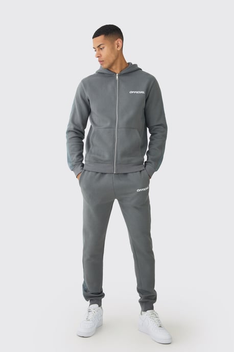 Slim Fit Official Zip Through Mesh Panelled Hooded Tracksuit - Image 1