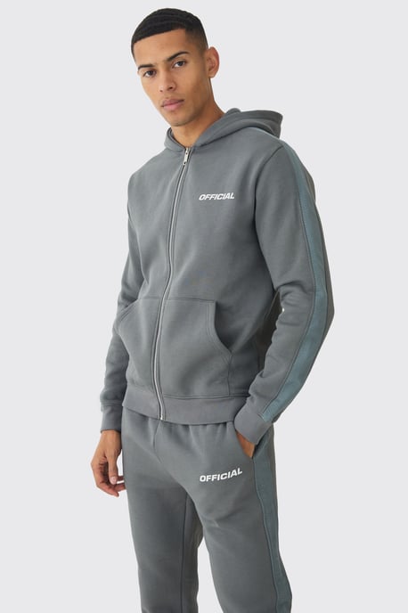 Slim Fit Official Zip Through Mesh Panelled Hooded Tracksuit - Image 3