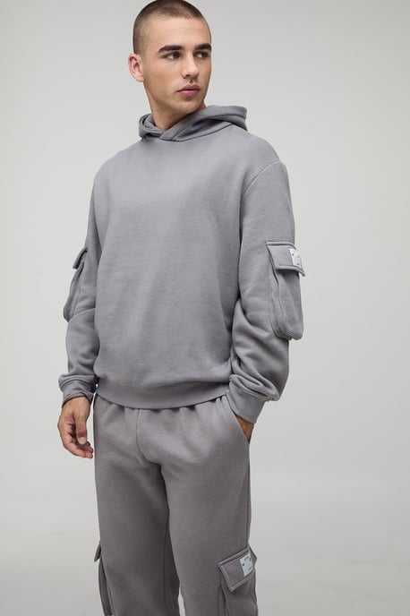 Super Stacked Woven Tab Cargo Hooded Tracksuit - Image 3