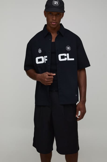 Boxy Fit Circa 98 Flock Print Short Sleeve Shirt - Image 1