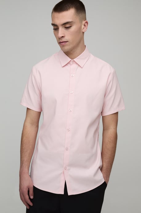 Slim Fit Short Sleeve Cotton Shirt - Image 1