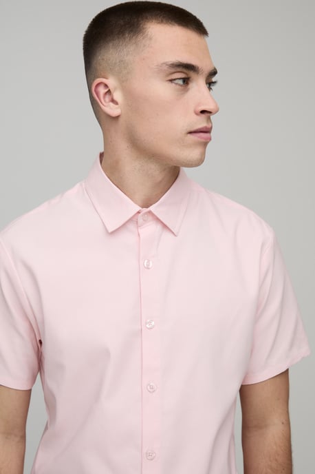Slim Fit Short Sleeve Cotton Shirt - Image 3
