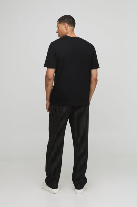 Elasticated Waistband Relaxed Pinstripe Casual Trousers - Image 2