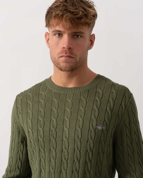 379 Crew Neck Jumper in Dark Green - Image 3