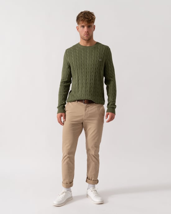 379 Crew Neck Jumper in Dark Green - Image 4