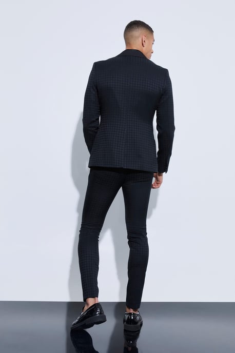 Tonal Houndstooth Single Breasted Jacket - Image 2