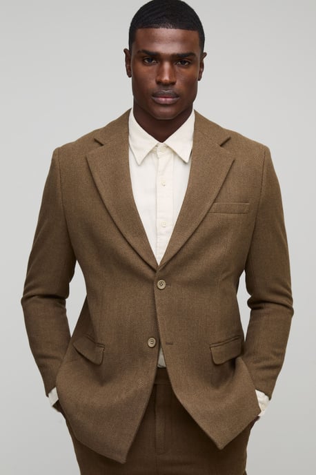 Straight Fit Wool Look Blazer - Image 1