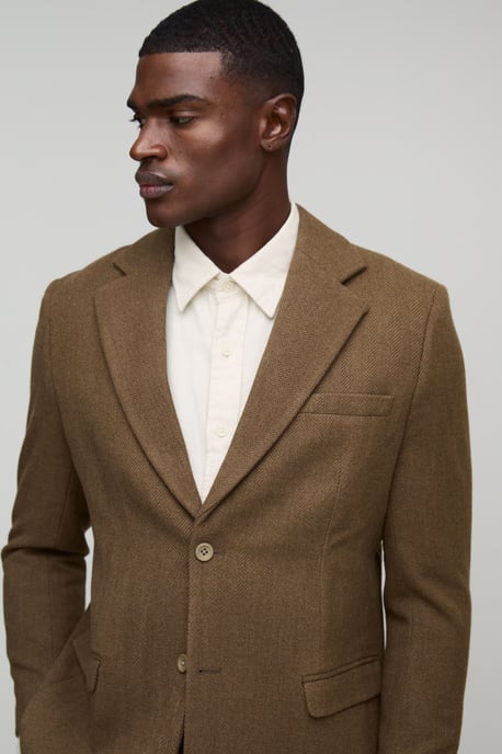 Straight Fit Wool Look Blazer - Image 3