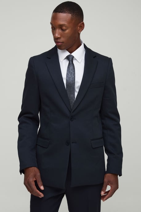 Slim Fit Single Breasted Twill Blazer - Image 1