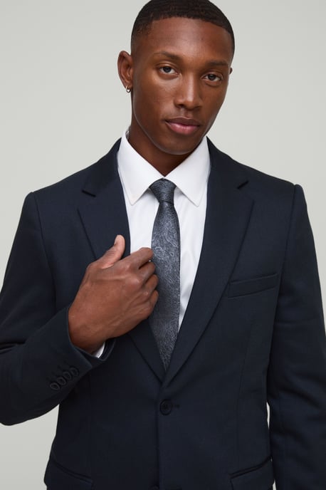 Slim Fit Single Breasted Twill Blazer - Image 3