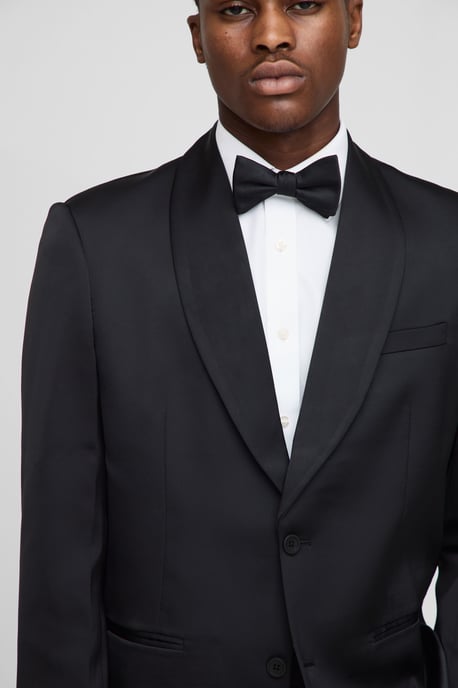 Relaxed Fit Satin Shawl Collar Blazer - Image 3