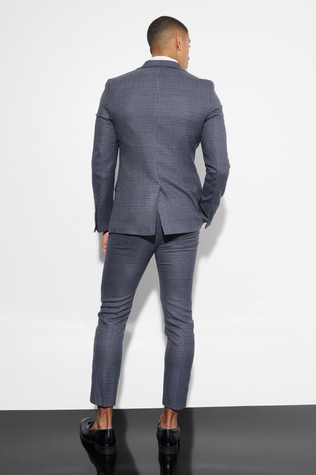 Skinny Fit Single Breasted Checked Blazer - Image 2