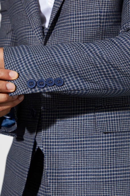 Skinny Fit Single Breasted Checked Blazer - Image 3