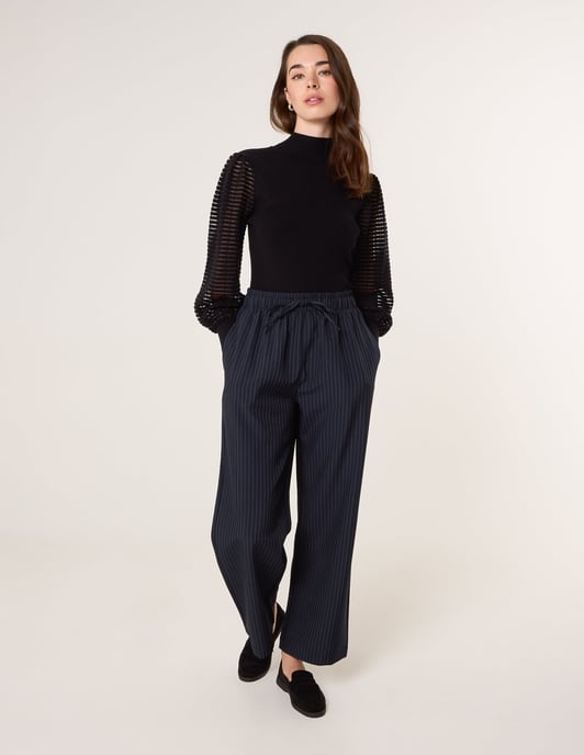 Semi-Sheer Mesh Panel Long Sleeve Jumper - Image 2