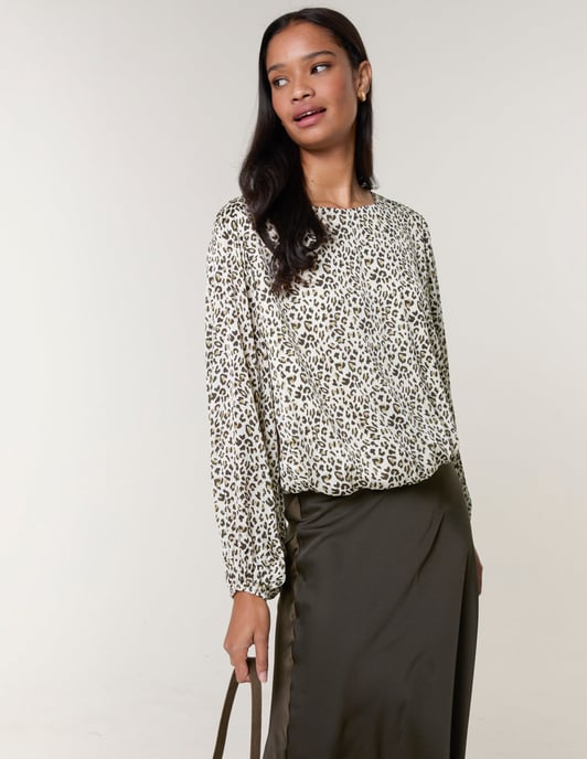 Leopard Print Elasticated Hem Blouse - Image 3