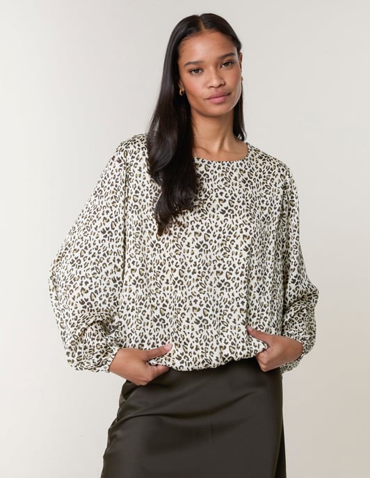 Leopard Print Elasticated Hem Blouse - Image 4