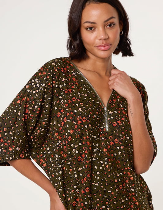 Printed Zip Front Top - Image 3